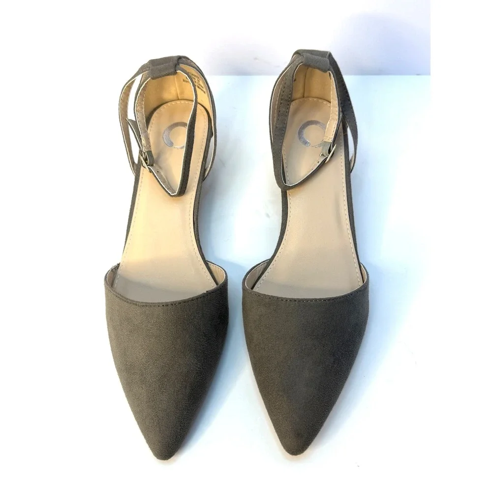 Journee‎ Collection Women's Arkie Pointed Toe Demi Wedges Size 10 Gray NWT/BOX